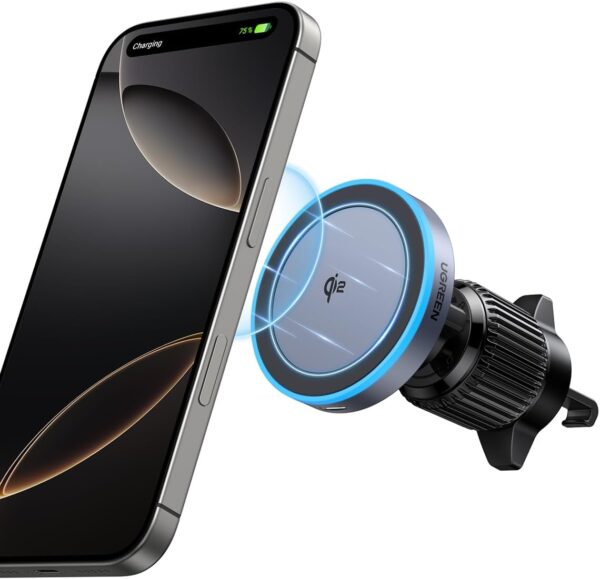 UGreen Magnetic Car Phone Holder with Qi2 15W Wireless Charging.