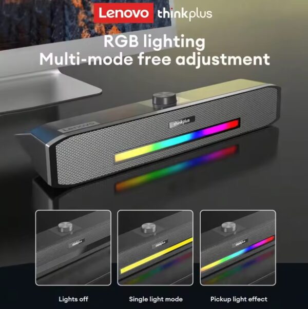 Lenovo ThinkPlus TS33 Wired and Bluetooth 5.0 Speaker Soundbar - Image 3